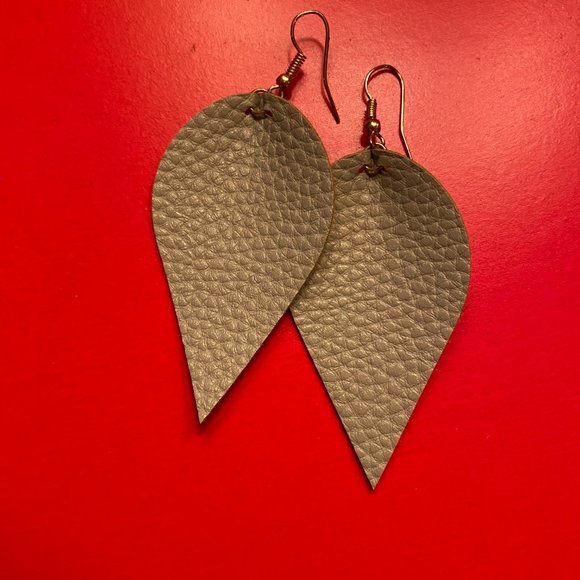 Eco-friendly Faux Leather Two-toned Earrings - Picture 2 of 2